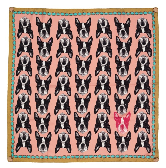 Pink Boston Terrier scarf by Lisa Bliss - The Graduate Collection